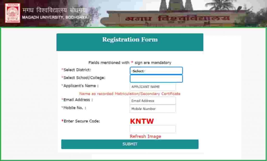 Magadh University UG BA BCom BSc Part 1 Exam Online Form