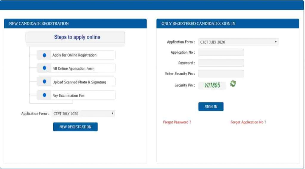 CTET Exam Online Apply