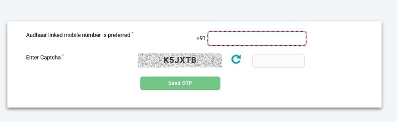 Fill up the aadhar linked mobile captcha to update eShram Update Profile