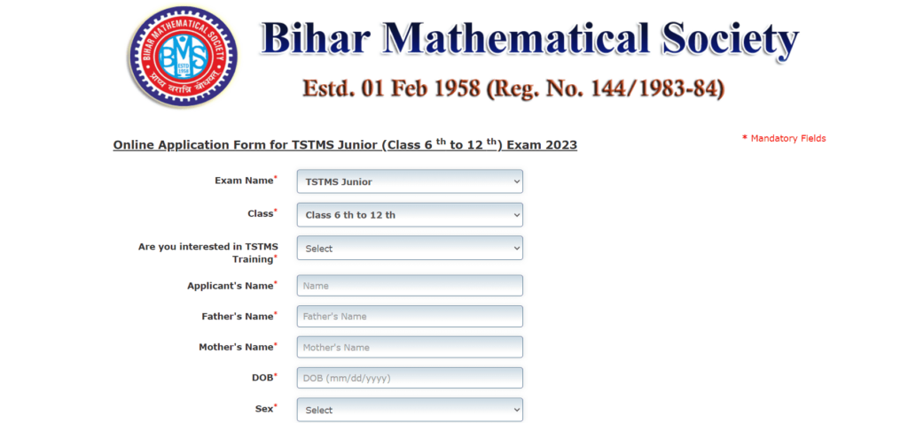 How to Apply online TSTMS Junior Maths Olympiad 2024