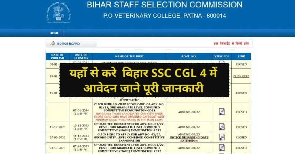 Bihar SSC CGL 4 New Update
