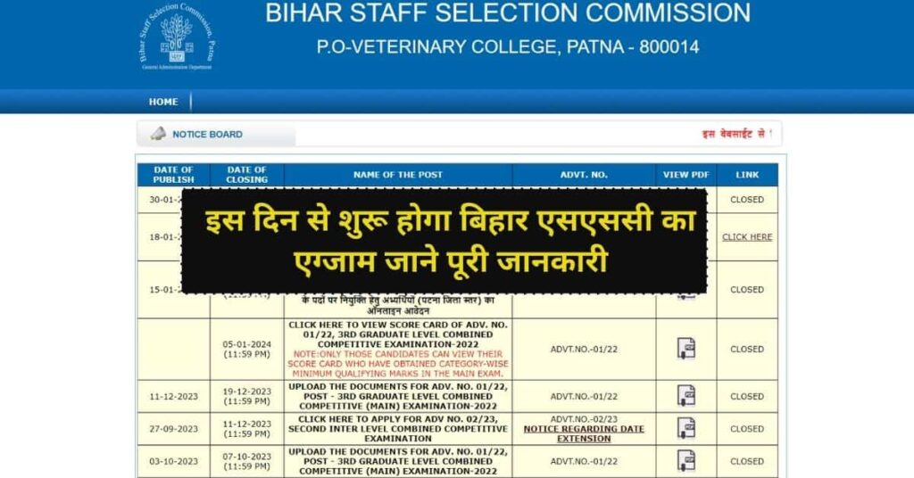 Bihar SSC Exam Kab Hoga