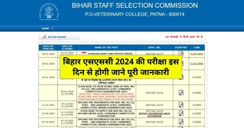 Bihar SSC Ka Exam Date
