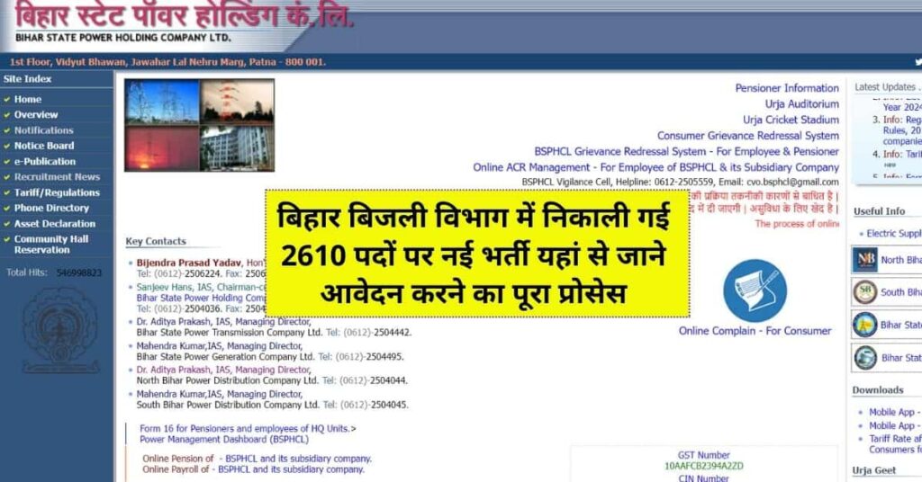 Bihar Bijli Vibhag Vacancy Me Apply