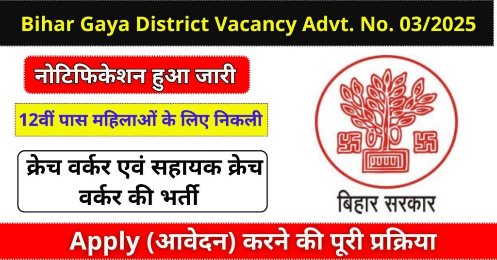 Bihar Gaya District Vacancy Advt. No. 032025