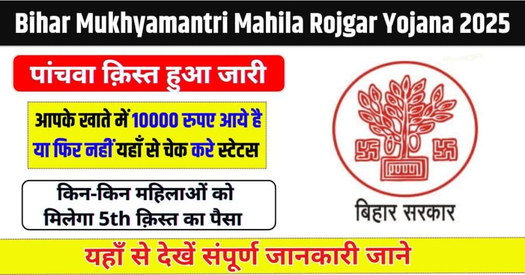 Bihar Mukhyamantri Mahila Rojgar Yojana 5th Installment 2025